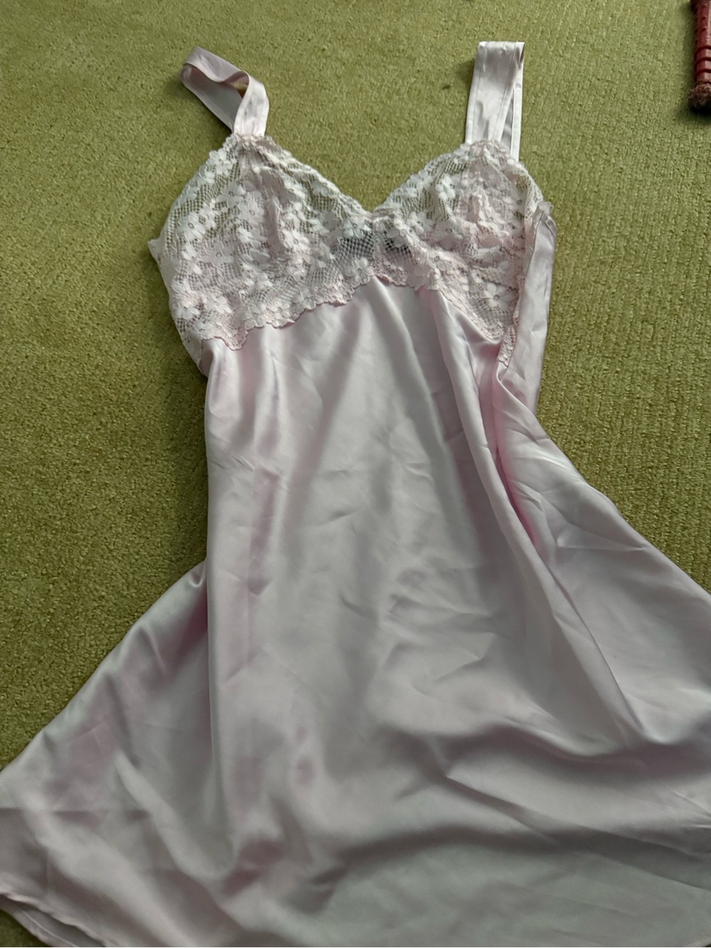 Lioness Pale Pink Satin Lace-Trim Chemise